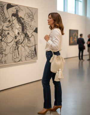 Vanilla Quartz handcrafted woven bag